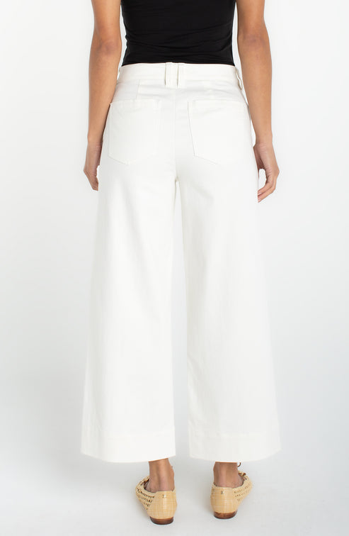 High Rise Crop Wide Leg W/ Welts in Whipped Cream