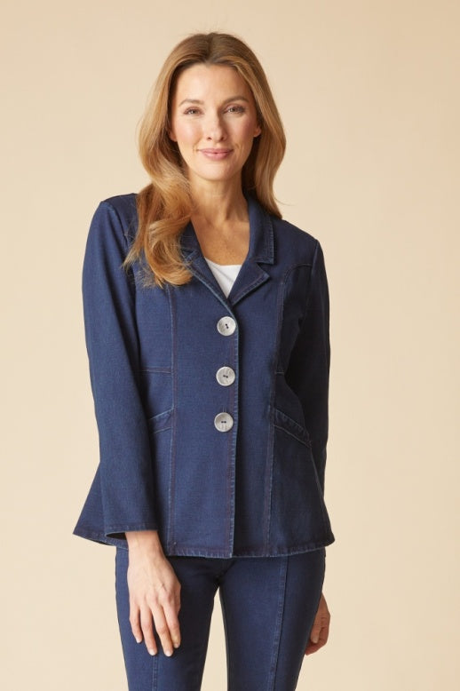 Stonewash Cotton Spandex Seamed Blazer