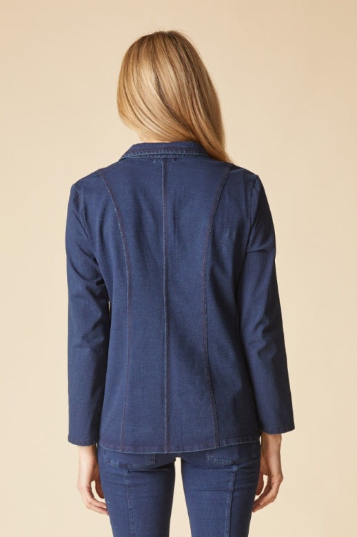 Stonewash Cotton Spandex Seamed Blazer