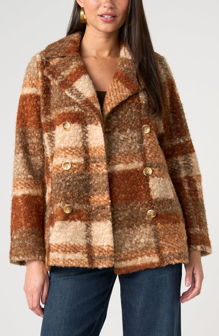 Double Breasted Peacoat in Nutmeg Multi
