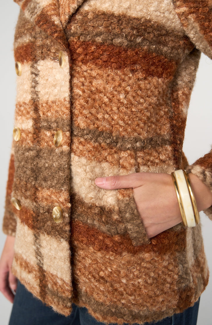 Double Breasted Peacoat in Nutmeg Multi