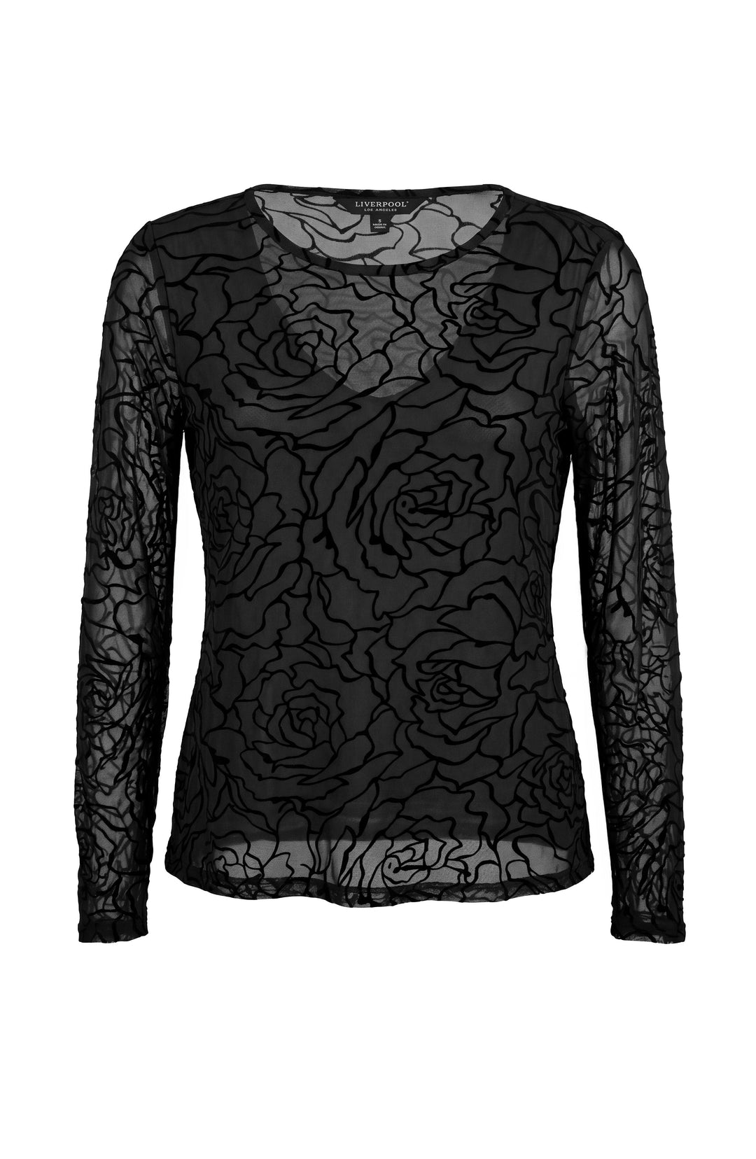 Long Sleeve Layered Knit Top in Black Roses