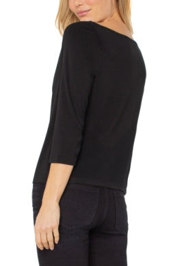 Drape Neck Knit Top in Black