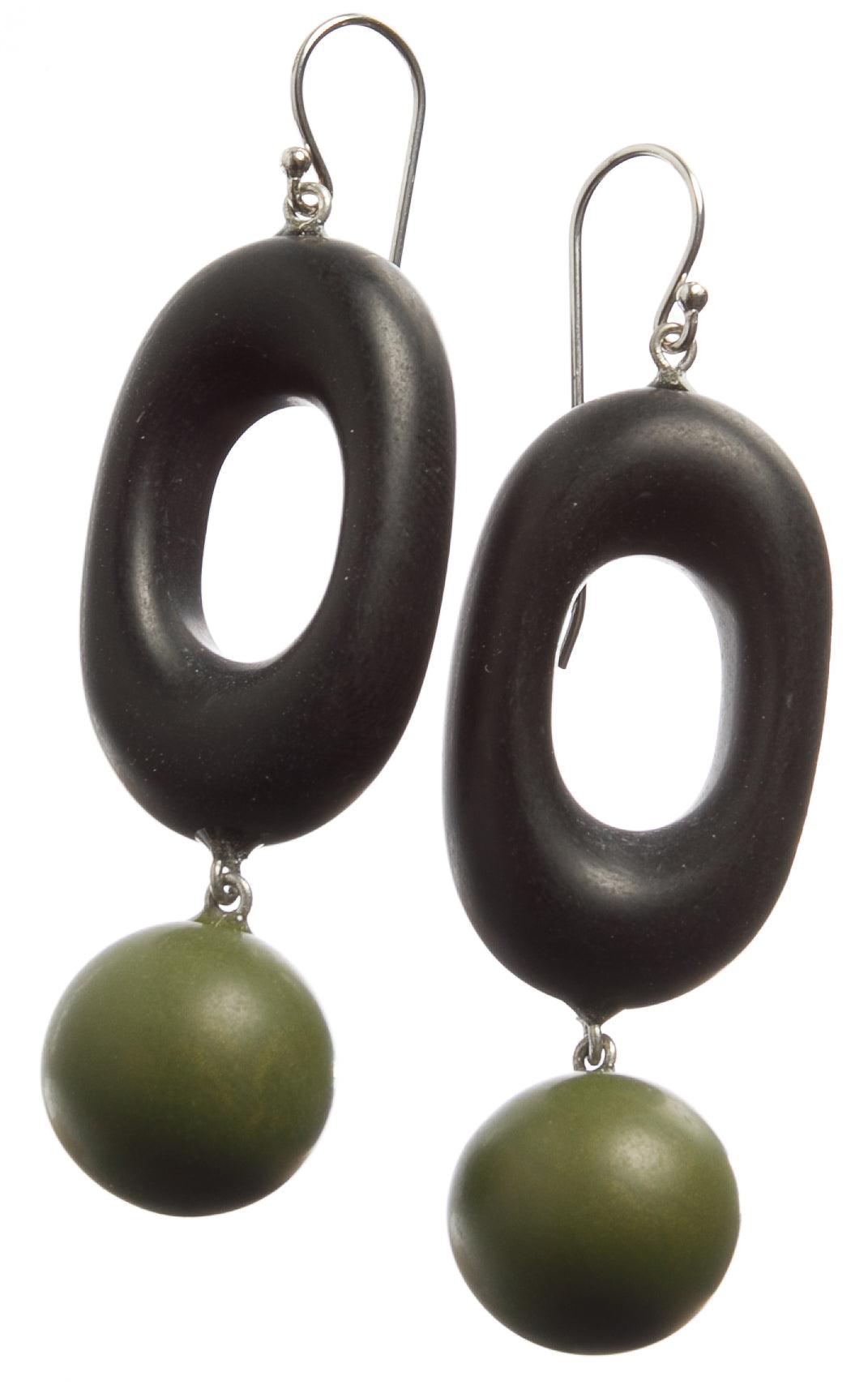 elementz earrings green and black