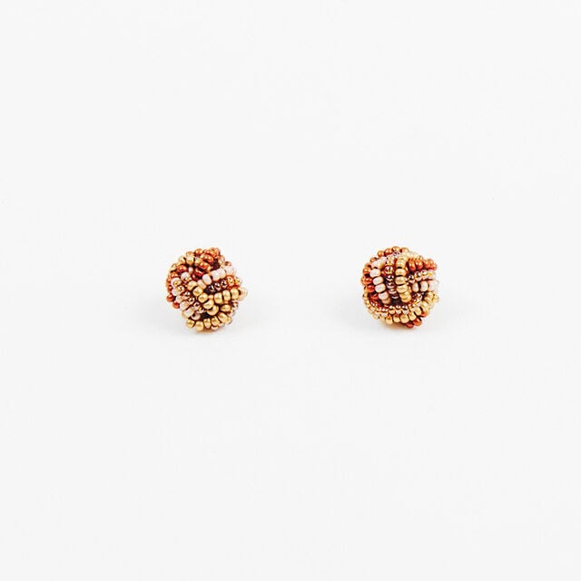 Beaded Button Post Earrings