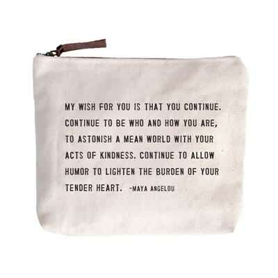 Canvas Zipper Bag - Maya Angelou