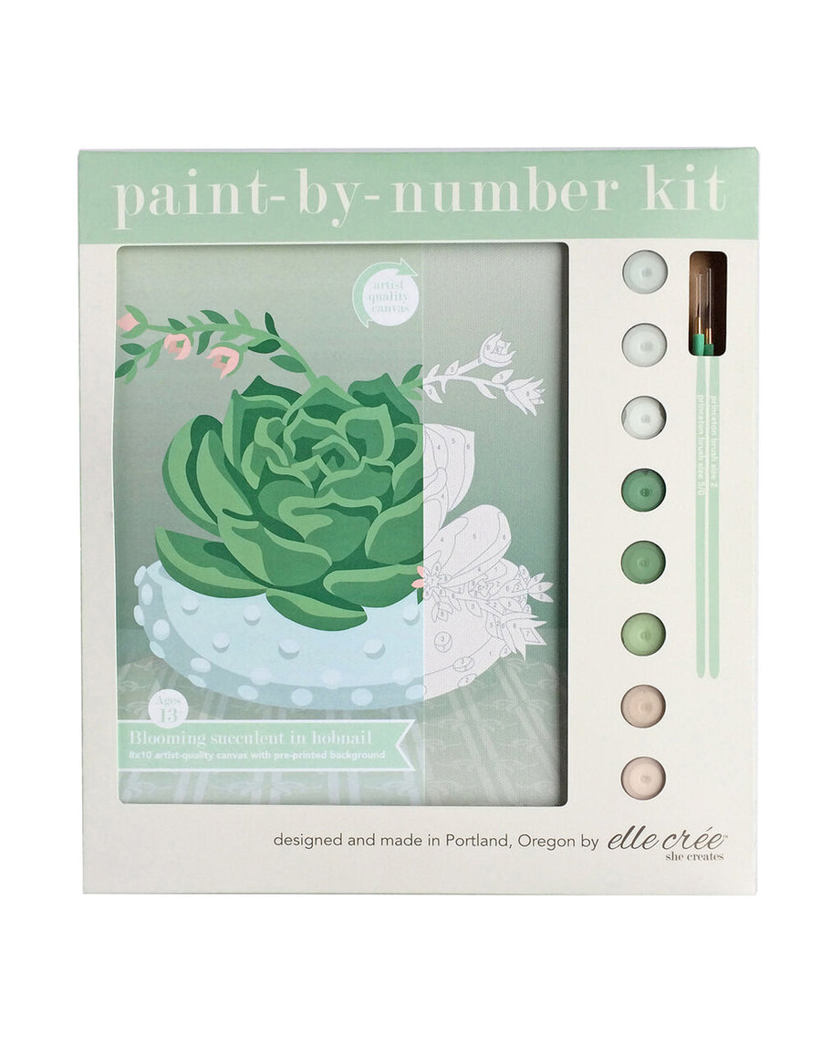 Paint by Number Blooming Succulent in Hobnail Bowl
