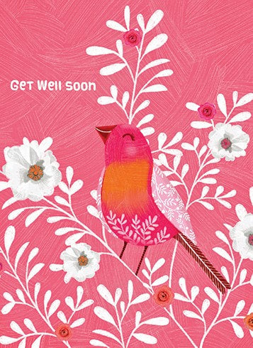 Pink Bird Get Well Card