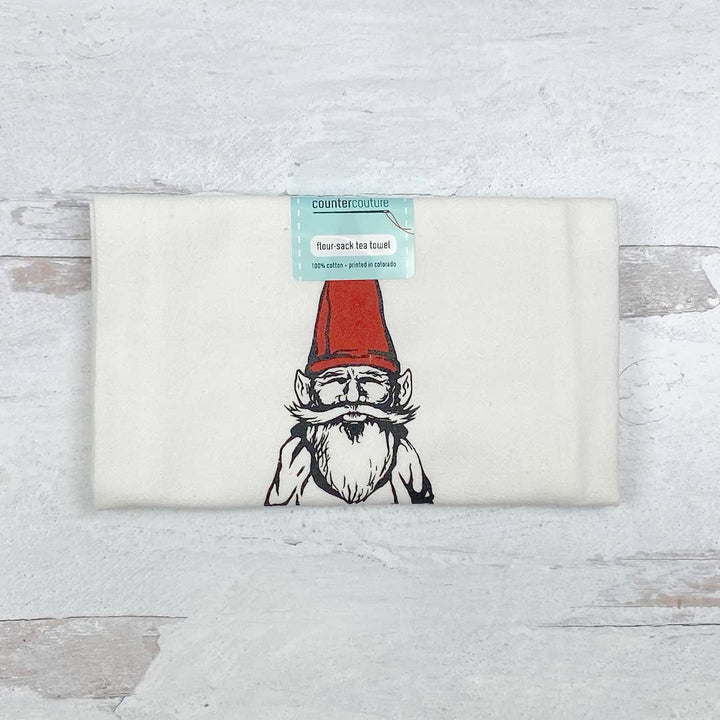 Garden Gnome Flour Sack Dish Towel