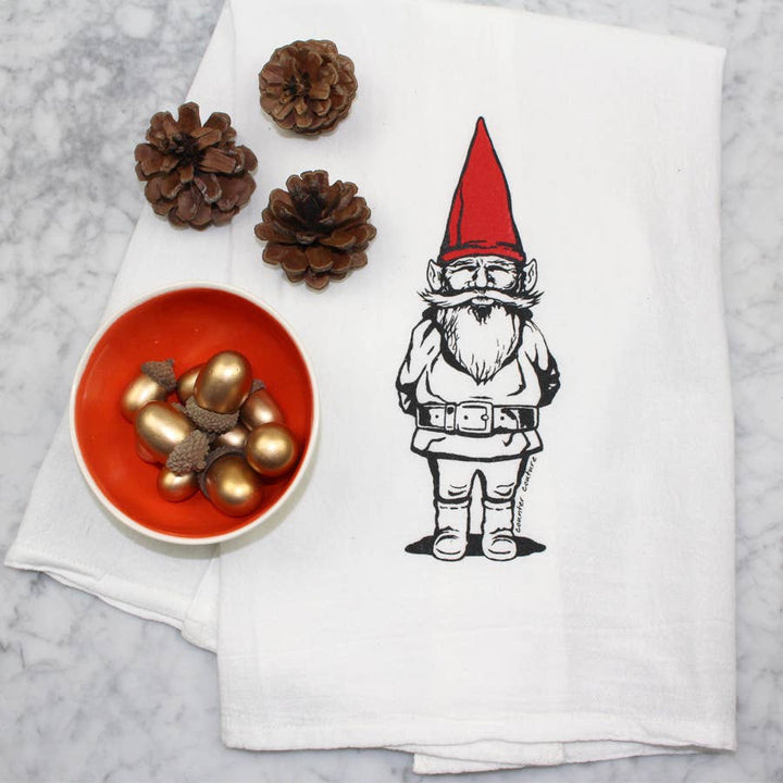Garden Gnome Flour Sack Dish Towel