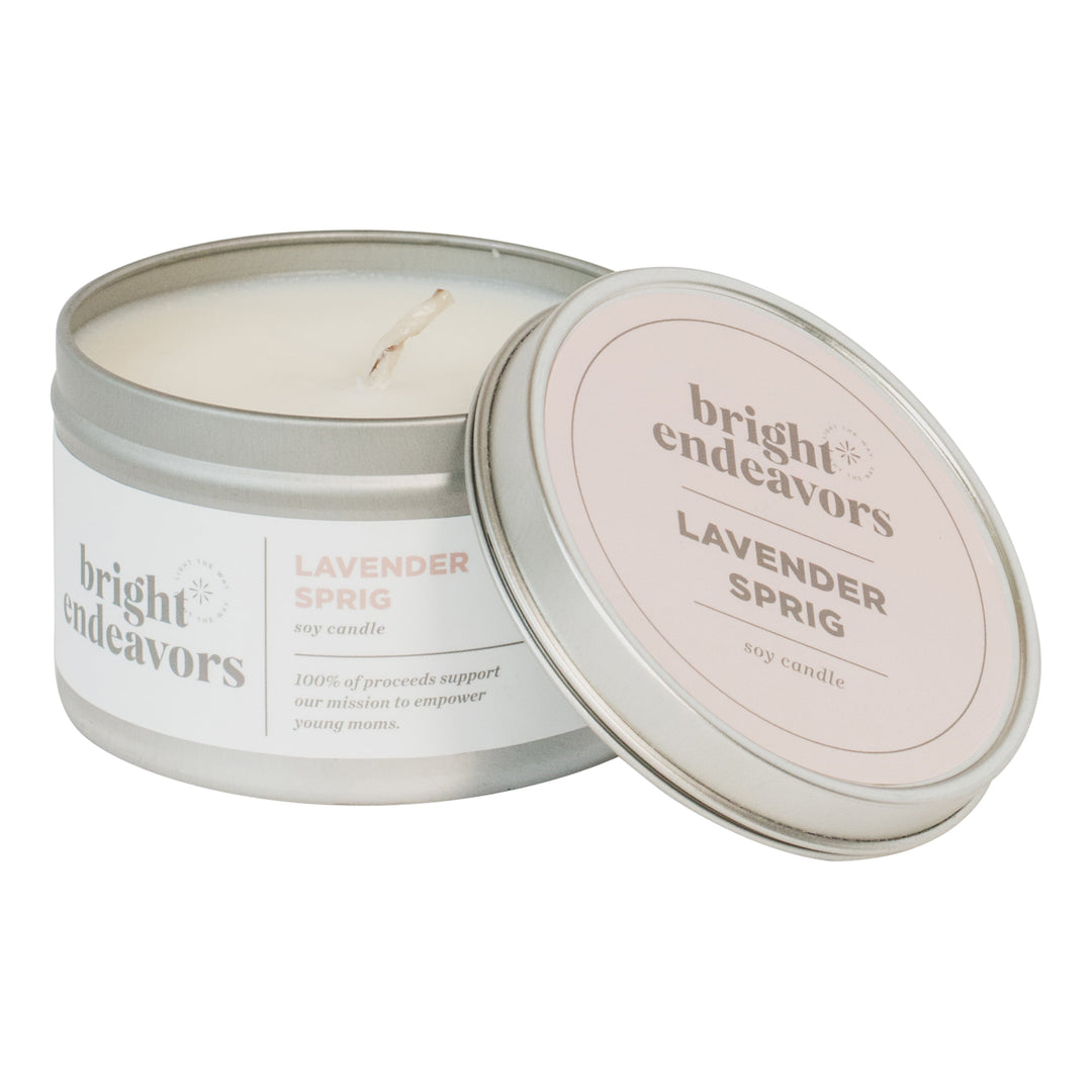 tin candle 8 oz. lavender sprig