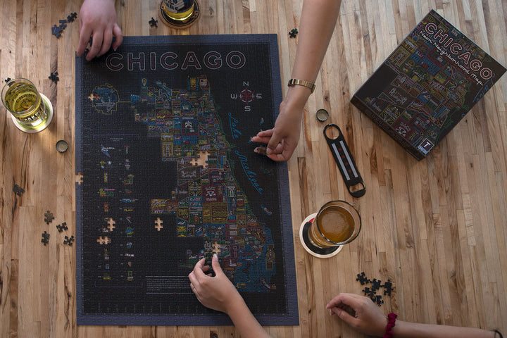 Neon Neighborhood Map Puzzle