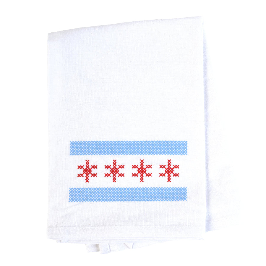 Chicago Flag Flour Sack Towel