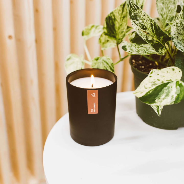 Fig + Seagrass Matte Candle - Black Tumbler
