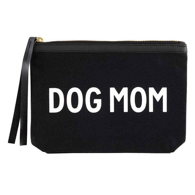 'Dog Mom' Black Canvas Pouch