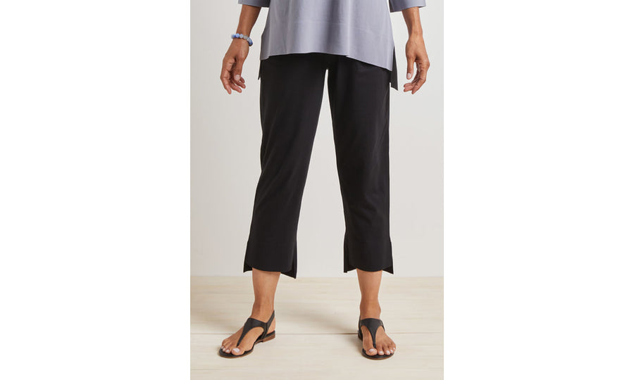 Black Jersey Step Hem Capri