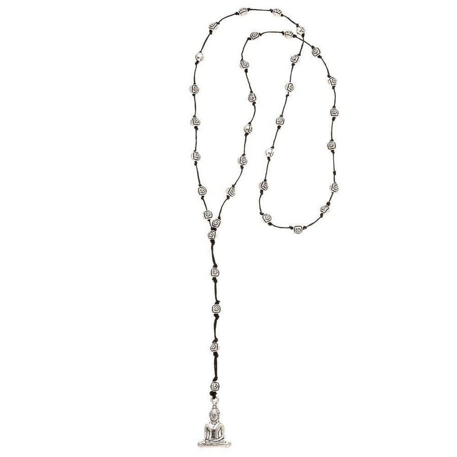 Peaceful Buddha Necklace on Black Cotton Cord