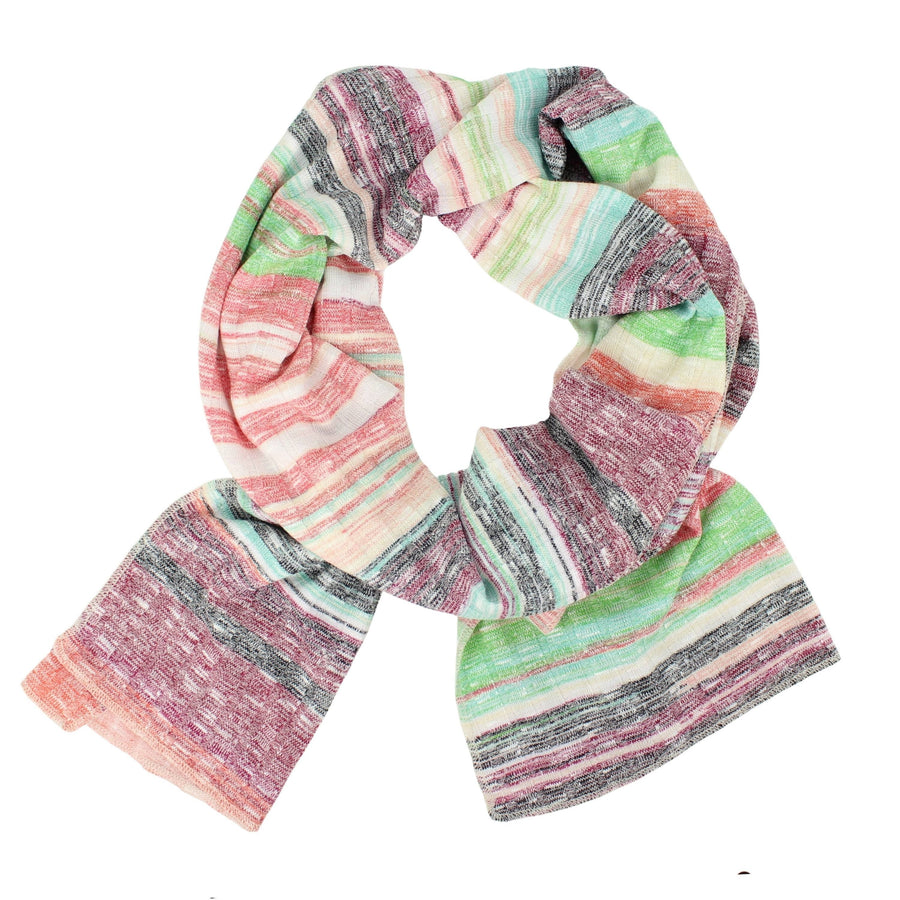 Rib Print Oblong Scarf in White