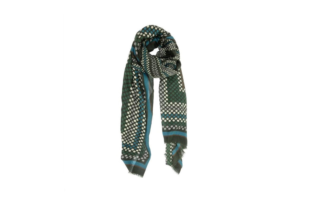 Multi Teal Dot Block Scarf