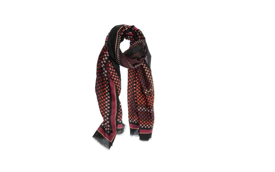 Multi Magenta Dot Block Scarf
