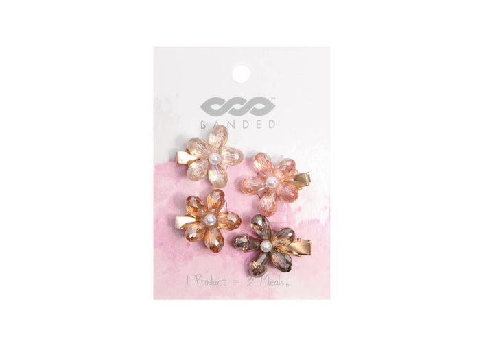 Mini Alligator Clips in Frosted Flowers (pack of 4)