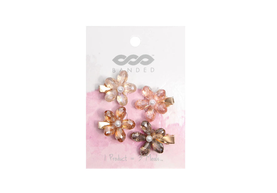 Mini Alligator Clips in Frosted Flowers (pack of 4)