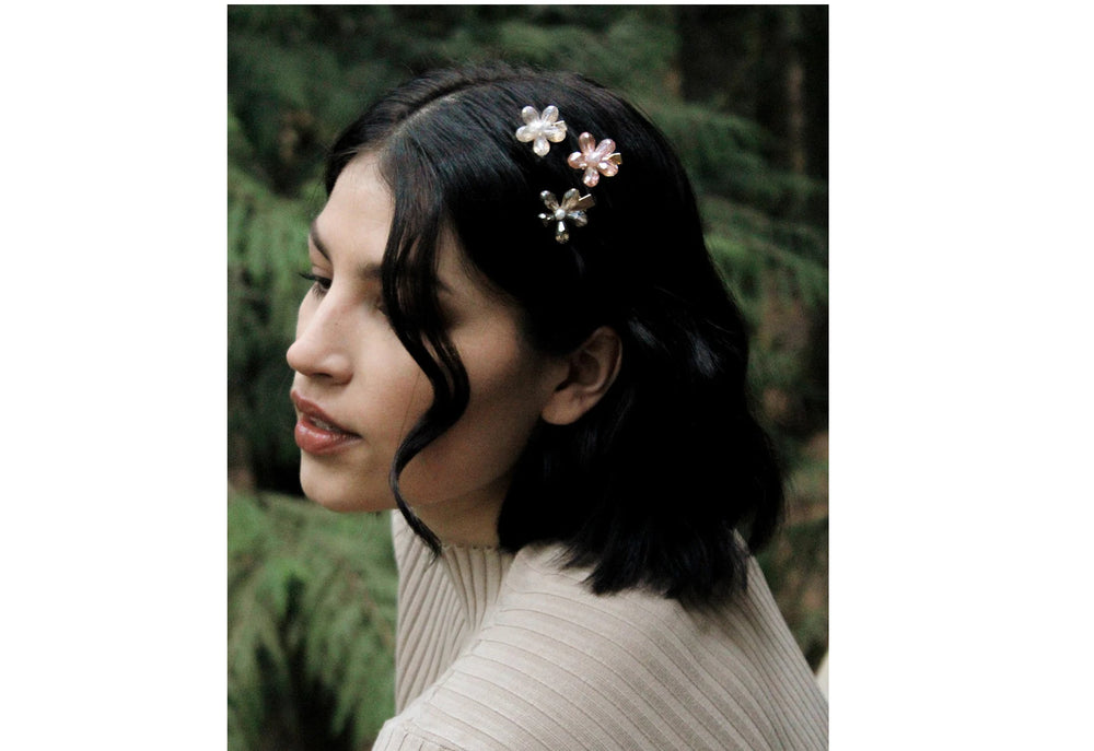 Mini Alligator Clips in Frosted Flowers (pack of 4)