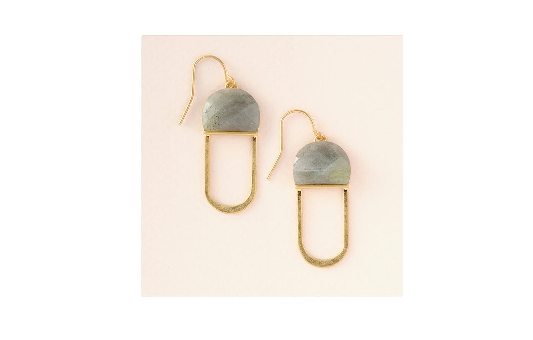 Modern Stone Chandelier Earring in Labradorite/Gold