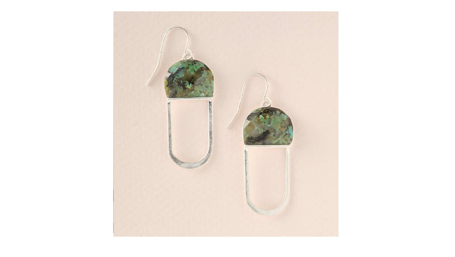 Modern Stone Chandelier Earring in African Turquoise/Silver