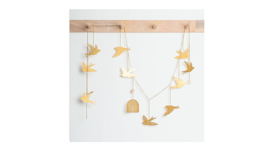 Brass Garland with Birds & Sunstone