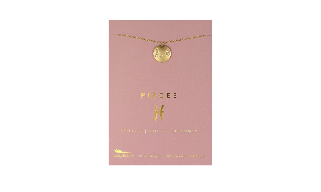 Zodiac Necklace in Gold - Pisces (Feb 19 - Mar 20)