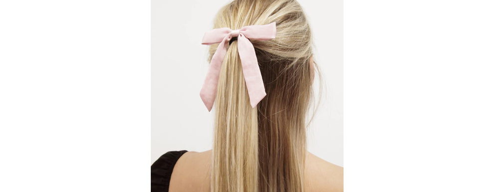 Satin Bow Pony Tail Holder in Blush & Ebony (2 pack)
