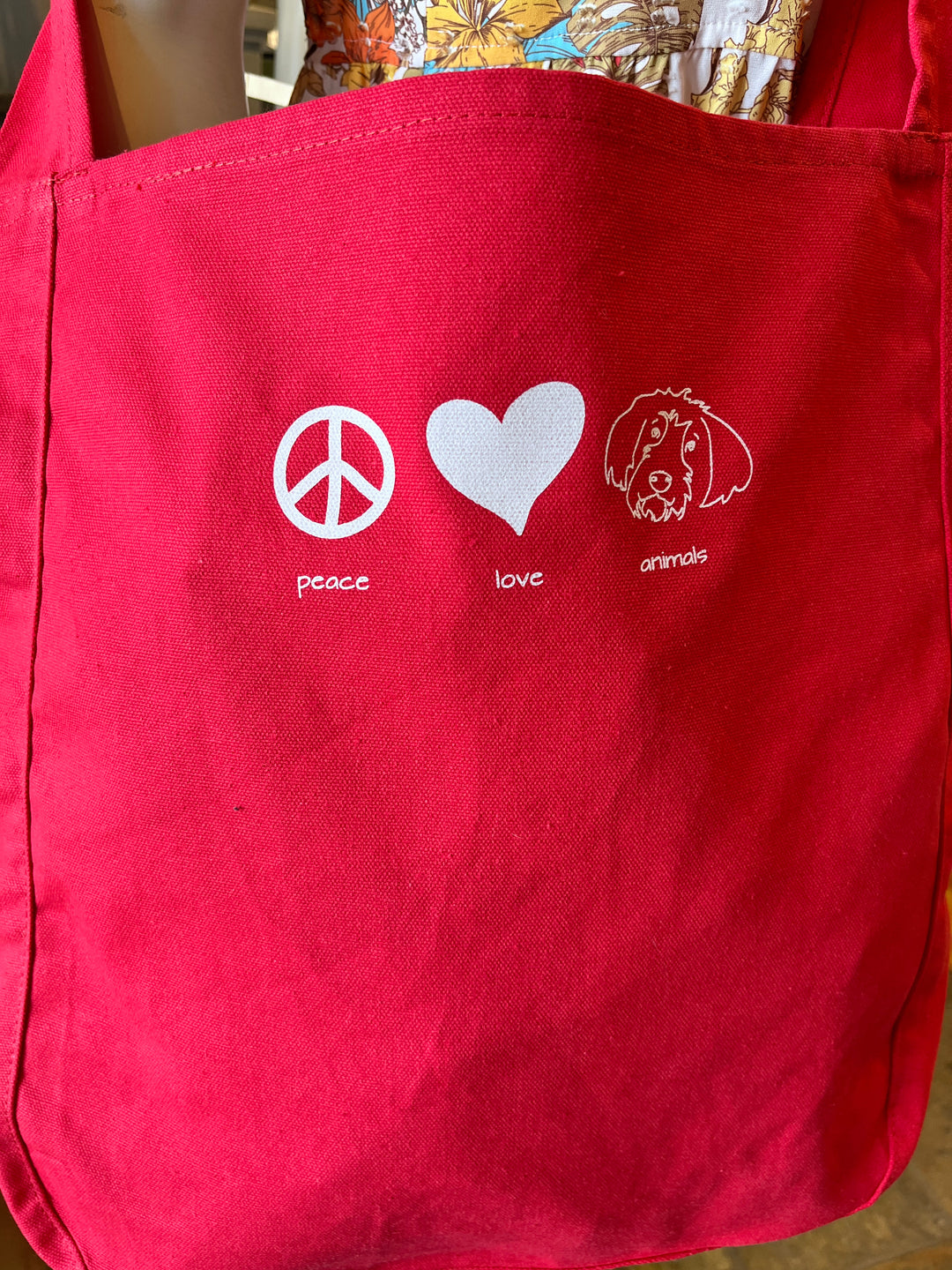 NEW Design! Peace Love Animals Tote Bag