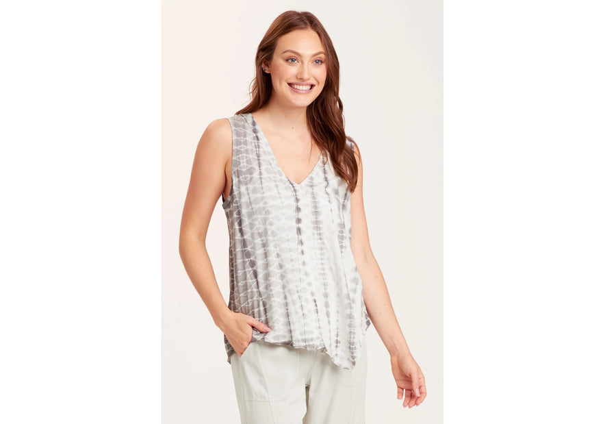 Tie Dyed Lazzaro Tank in Grey