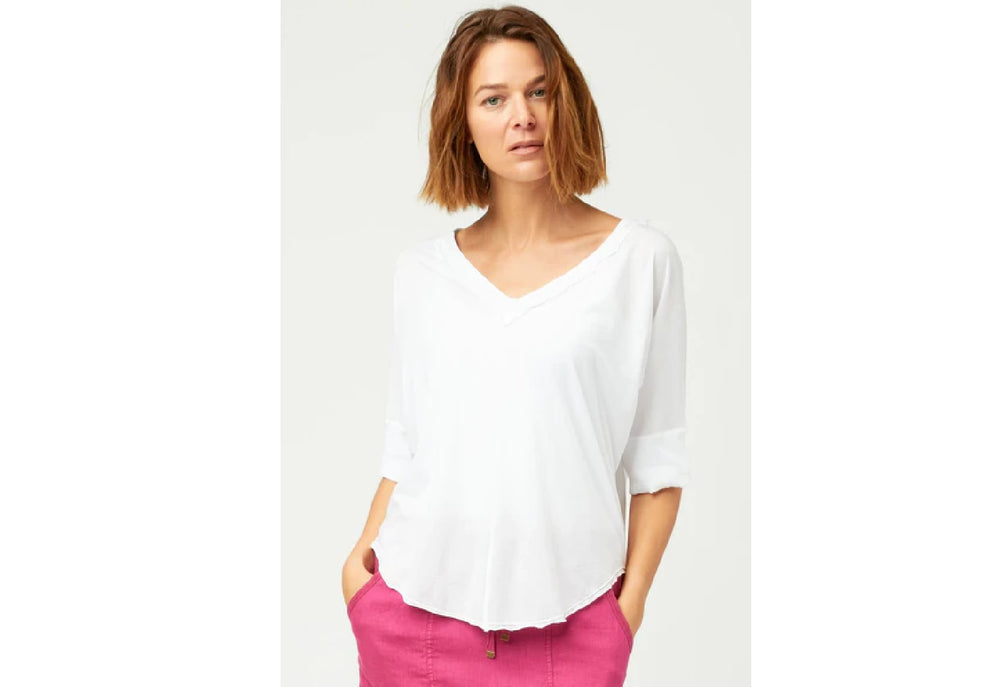 Gardiner Banded Sleeve Top in White