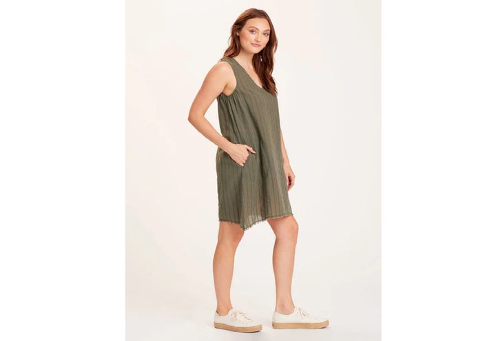 Striped Mori Dress in Dark Green