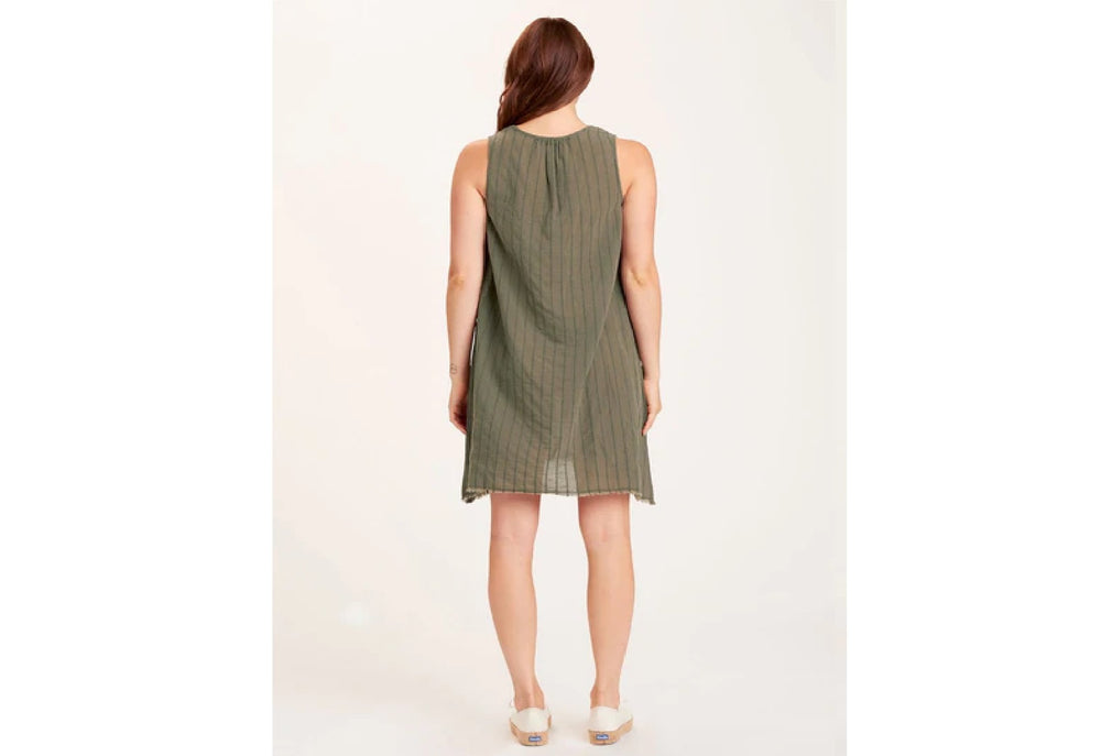 Striped Mori Dress in Dark Green