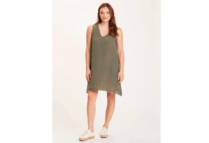 Striped Mori Dress in Dark Green
