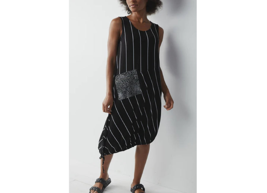 Mix Drawstring Dress in Black