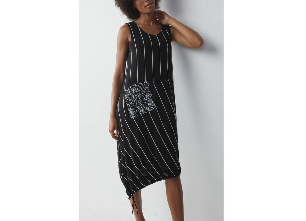 Mix Drawstring Dress in Black