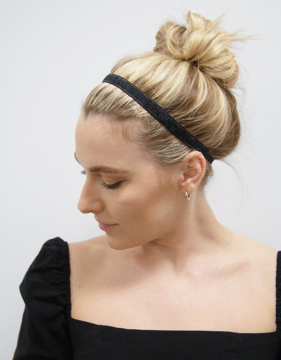 Skinny Headband - Black Scroll