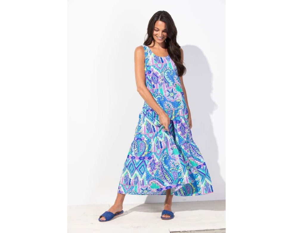 Crinkle Veranda Dress in Multi Paisley