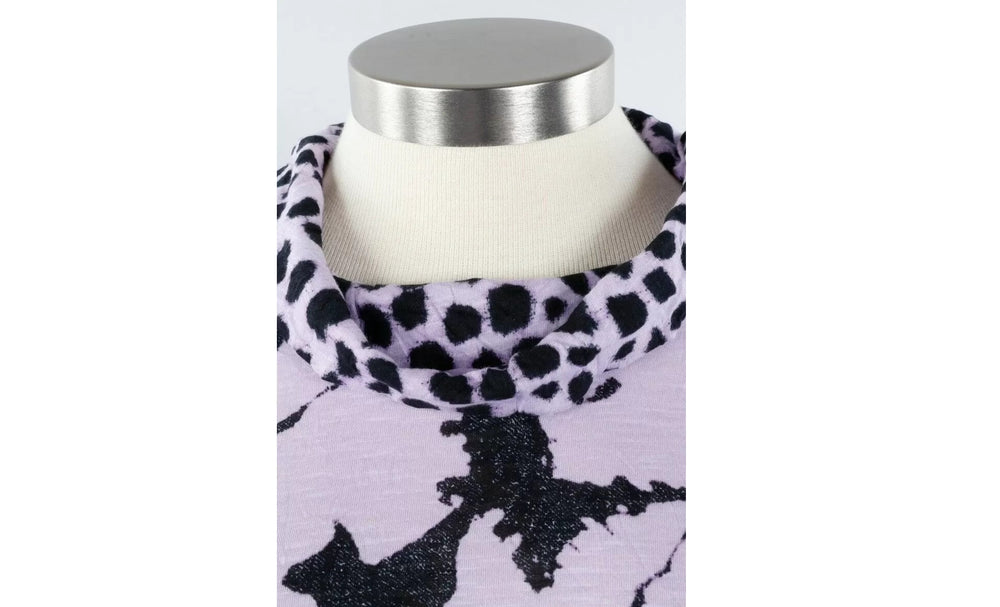Floral Dot Mix Cowl Tunic in Lilac