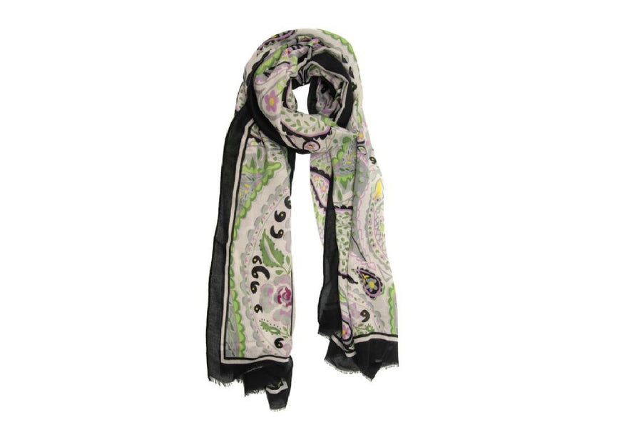 Black Bold Paisley Scarf