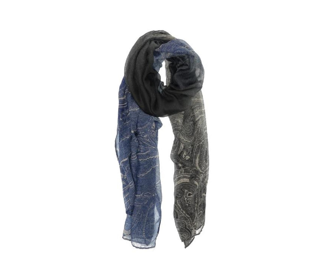 Navy/Grey Ombre Paisley Scarf