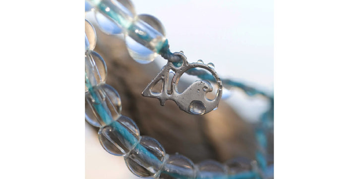 Dolphin Beaded Bracelet in Light Blue and Grey