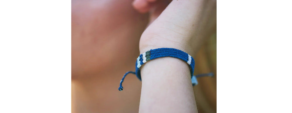 Guatemala Nautical Stripe Bracelet in Blue, White, and Green