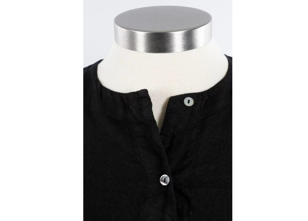 3/4 Sleeve Linen Jacket in Black