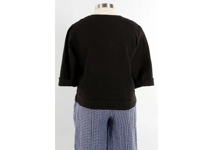 3/4 Sleeve Linen Jacket in Black