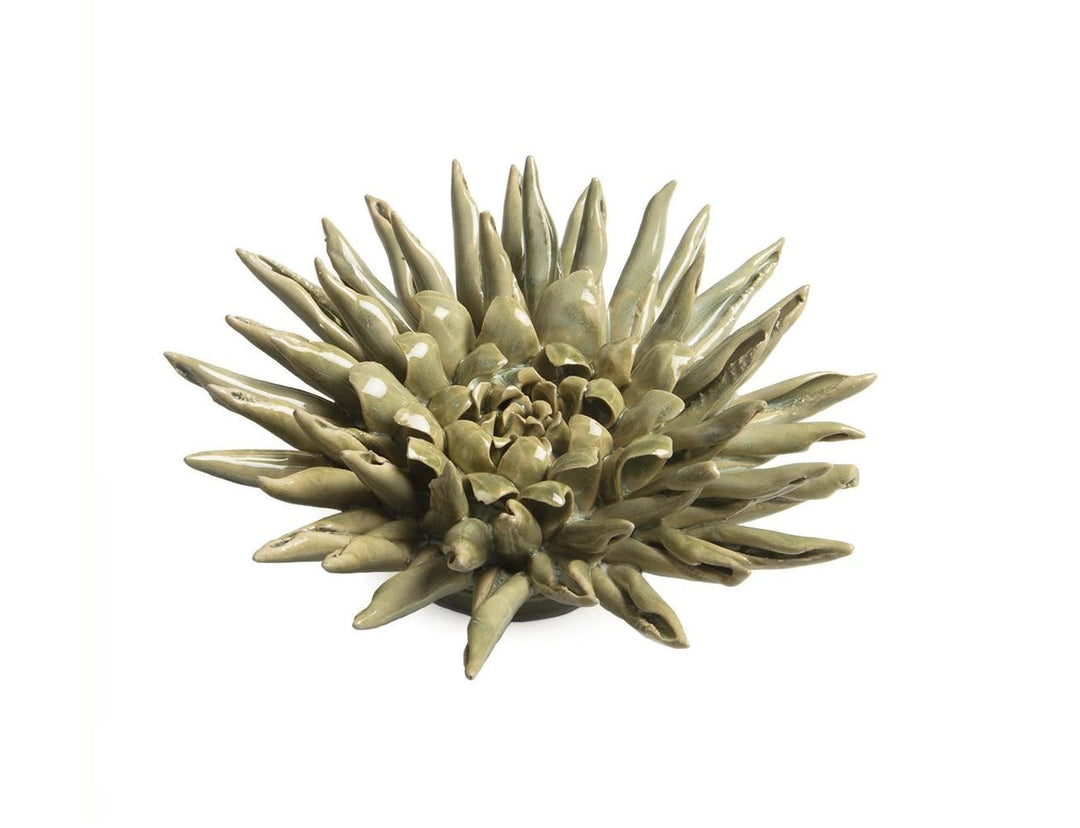 Large Ceramic Spiky Flower in Green